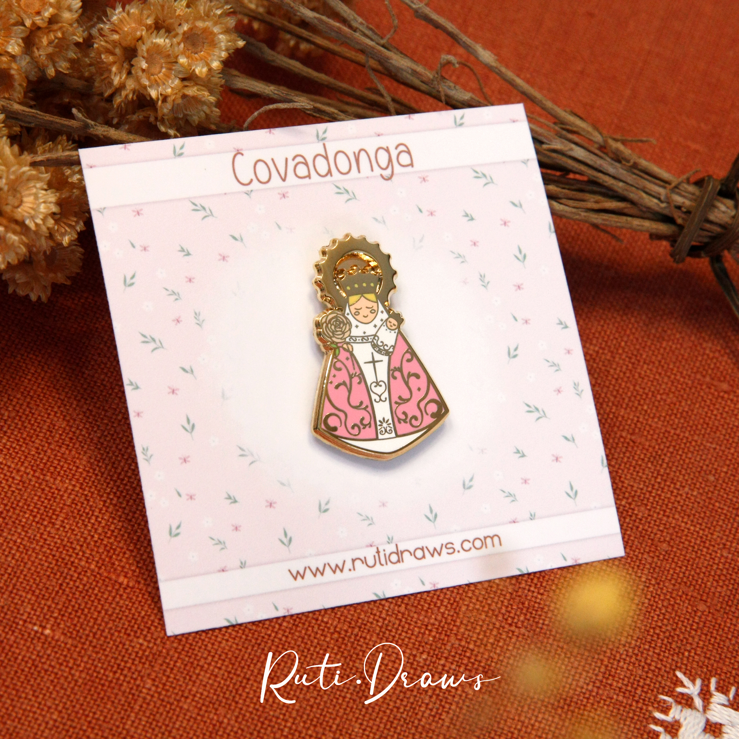 Detail of the Our Lady of Covadonga pin