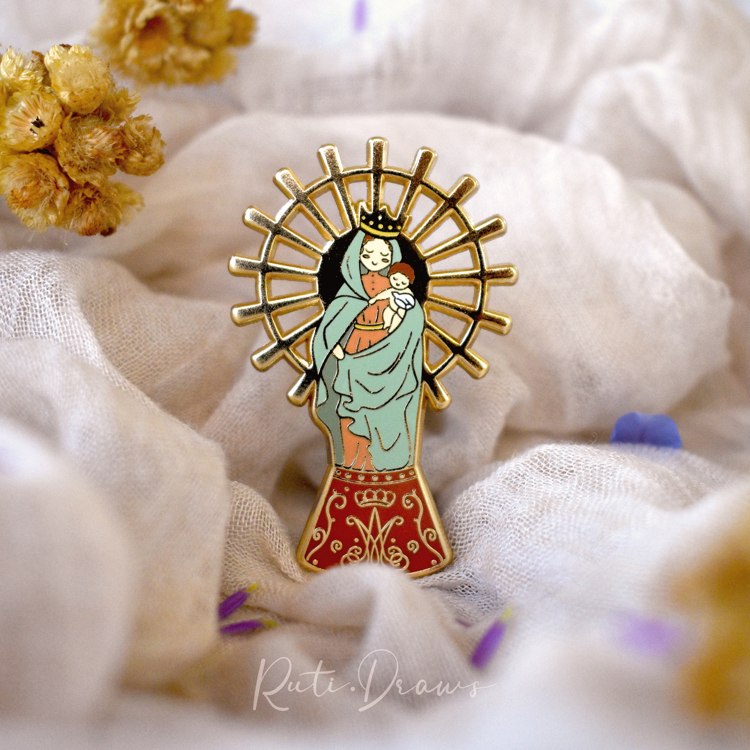 Detail of the Our Lady of the Pillar pin